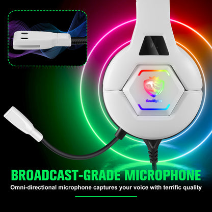 UHM S100 Wired Gaming Headset for PC, P4, P5, Xbox, White
