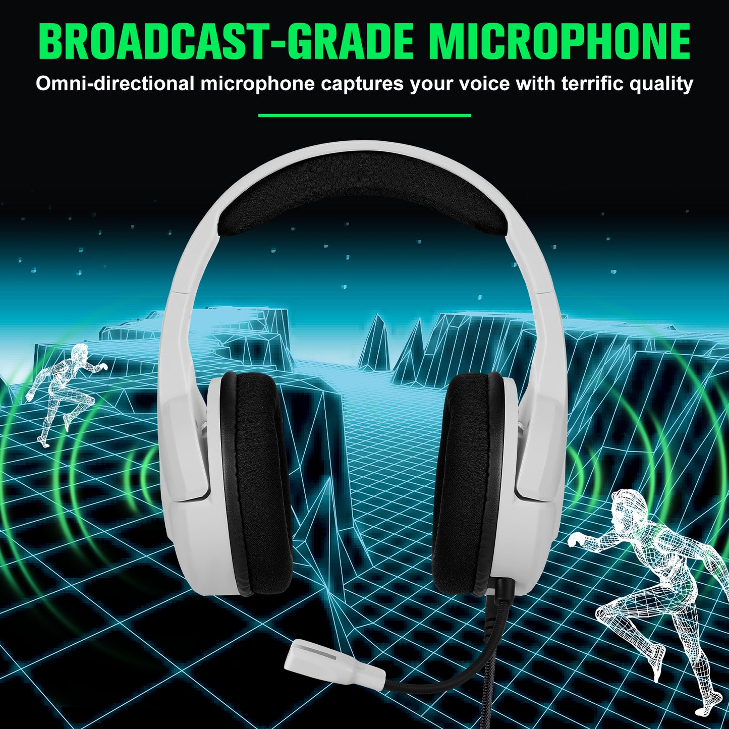 UHM S100 Wired Gaming Headset for PC, P4, P5, Xbox, White