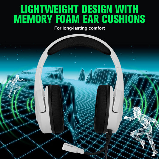 UHM S100 Wired Gaming Headset for PC, P4, P5, Xbox, White