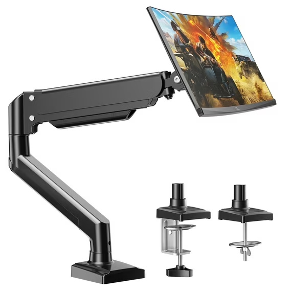 UVQYC   Monitor Mount for 13-34 inch Computer Screens,Gas Spring Single Monitor Arm Desk Stand with Full Motion Adjustable/Two Mounting Options/Supports to 2.2-26.4 lbs