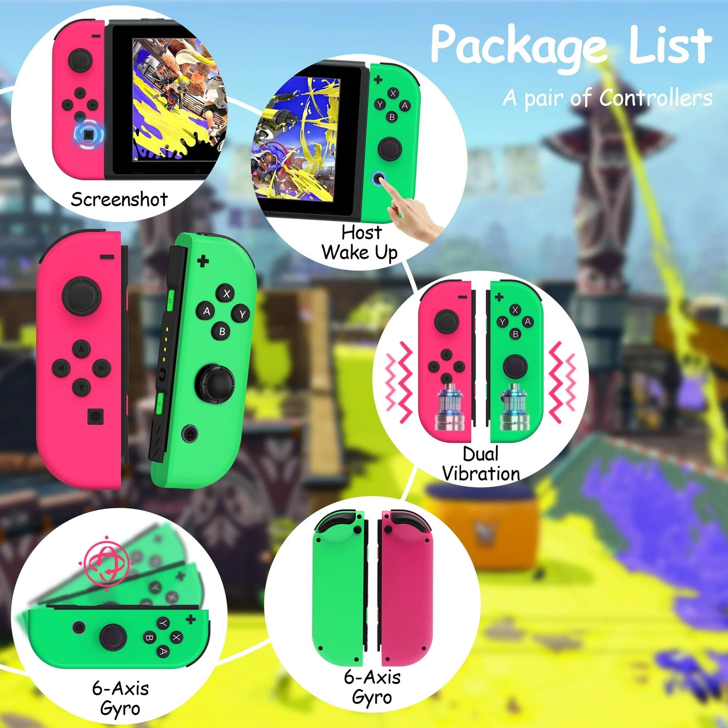 RCY Joy Con Controller for Nintendo Switch,Switch Joypad Controller,Rose Red&Green