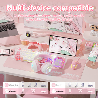 UHM Cat Ear Wireless Gaming Headset for Phone/PC/PS4/PS5/ Nintendo Switch
