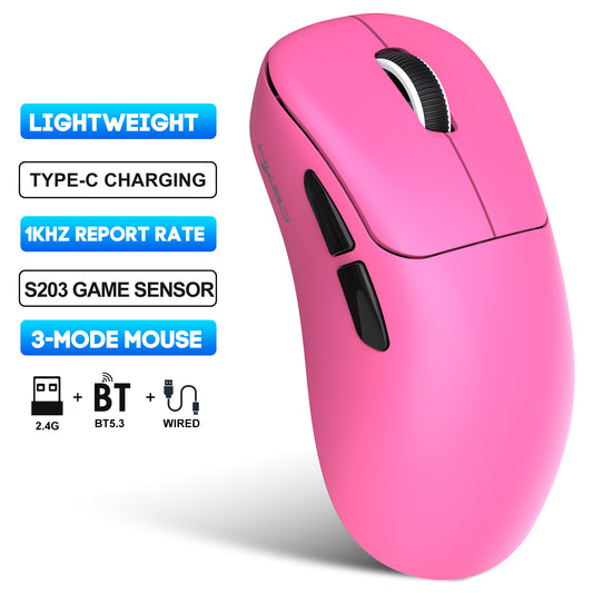 UVQYC Wireless Gaming Mouse With 57g Lightweight Design,10000DPI-Pink