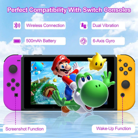 UHM Switch Controller for Nintendo Switch,Joypad Controllers，purple&orange
