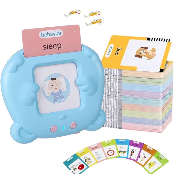 KORAITECT Talking Flash Cards Learning Toys,Educational Preschool Toys Toddlers Toys Reading Machine with 510 Words,Blue