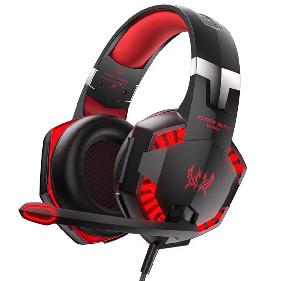 Hexamurby     Gaming Headset Wired for PS5 PC PS4 Switch, Over Ear Gaming Headphones with Surround Noise Cancelling Mic/RGB/3.5mm for Xbox/Red