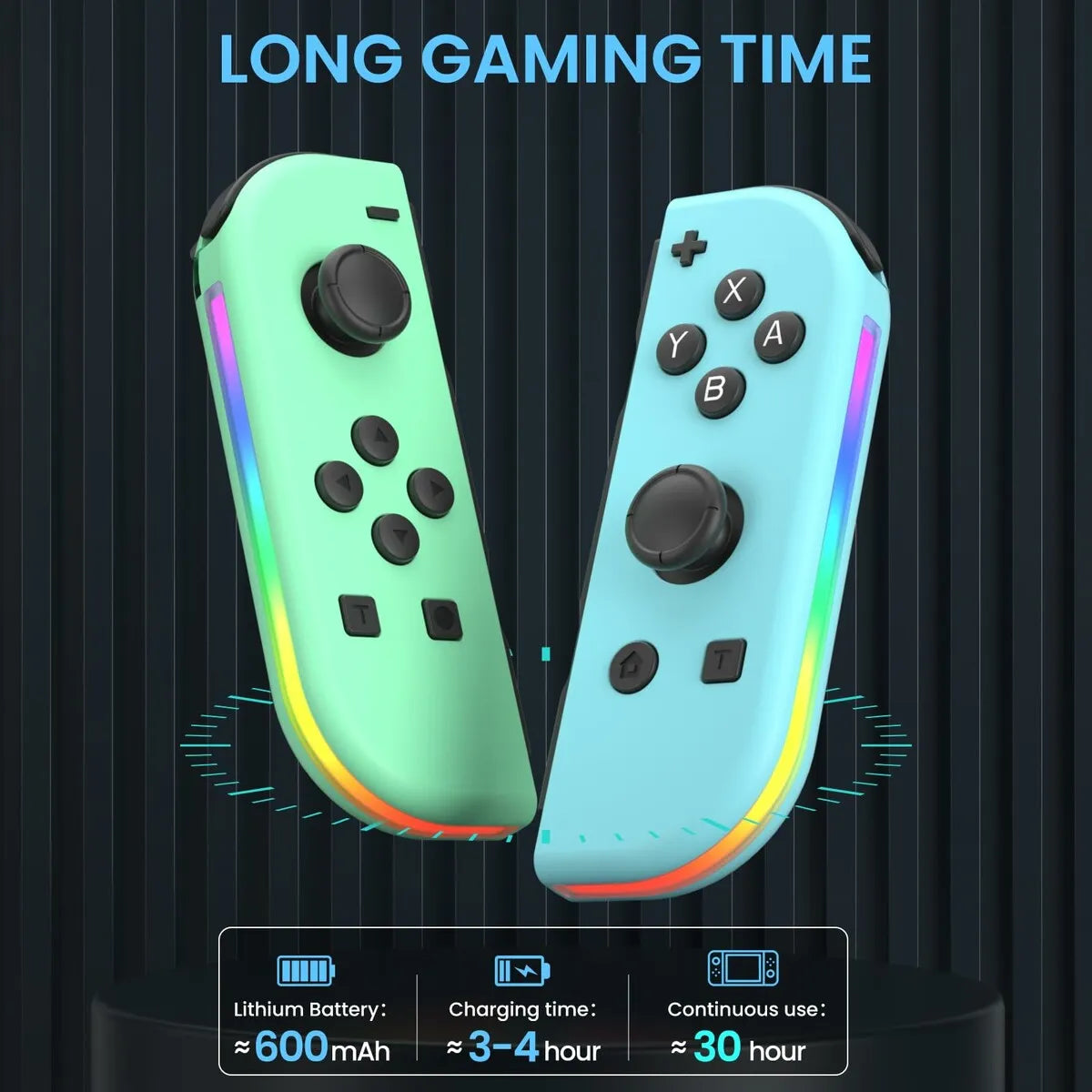 RCY RGB Joypad Controller for Nintendo Switch,DS with LED