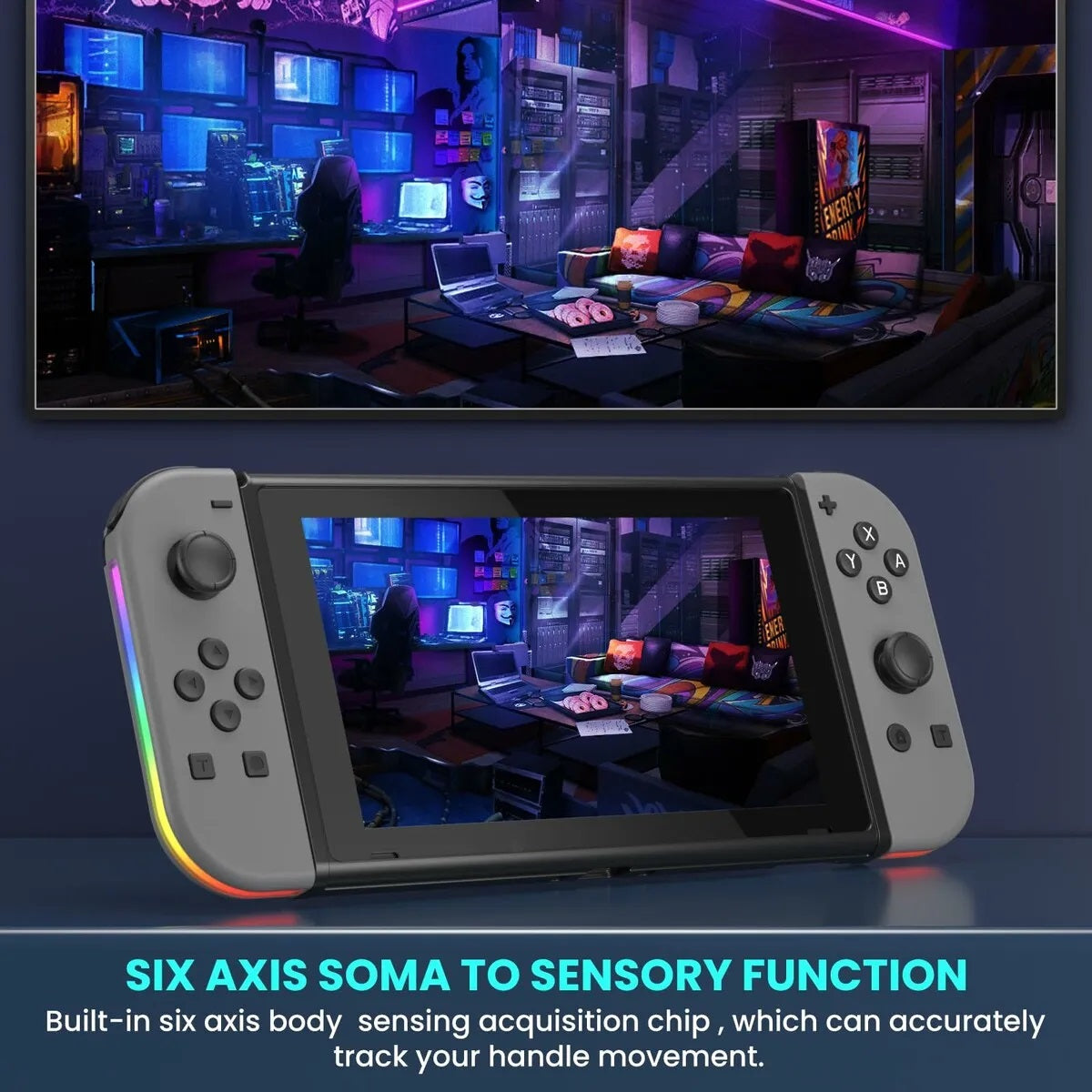 RCY Joypad Contorller Replacement for Switch LED Black