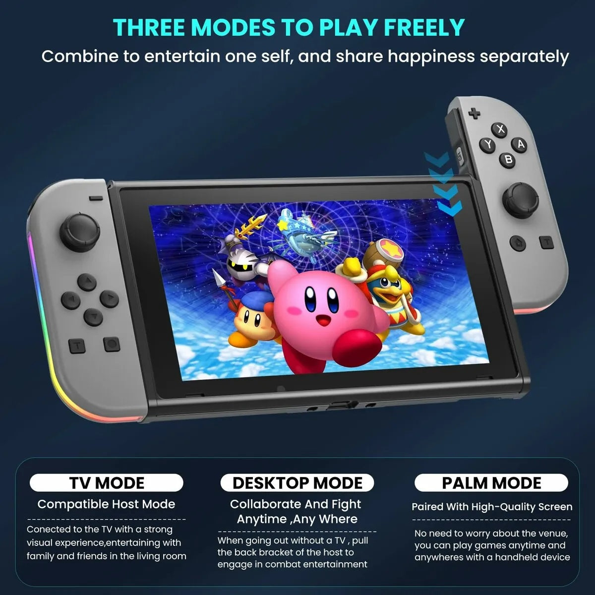 RCY Joypad Contorller Replacement for Switch LED Black