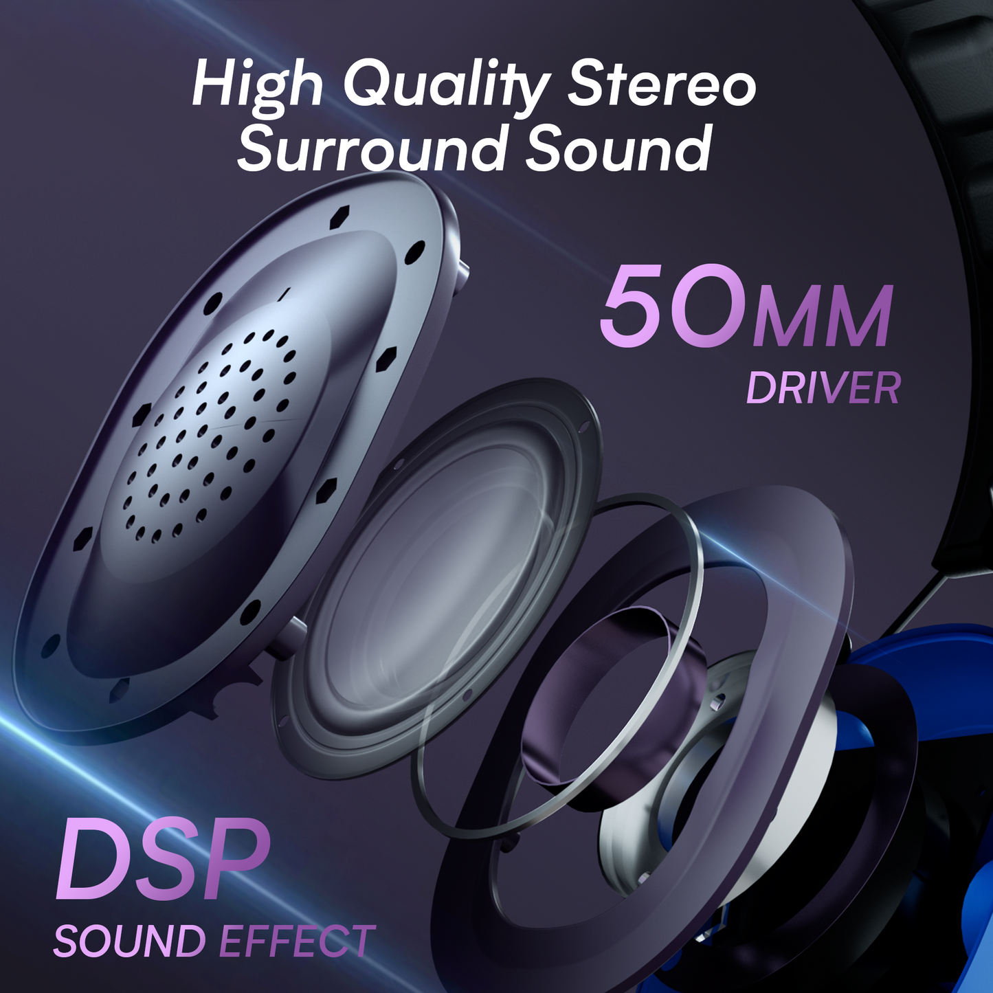 UHM G2000 Wireless Gaming Headset,Blue