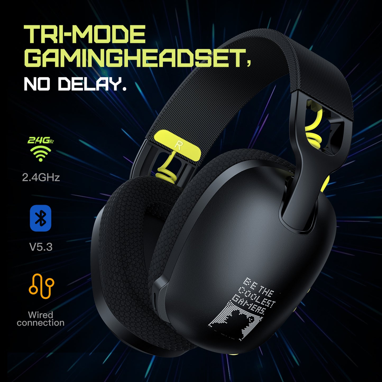UHM Wireless Gaming Headset for PC/PS4/PS5/ Nintendo Switch,Black