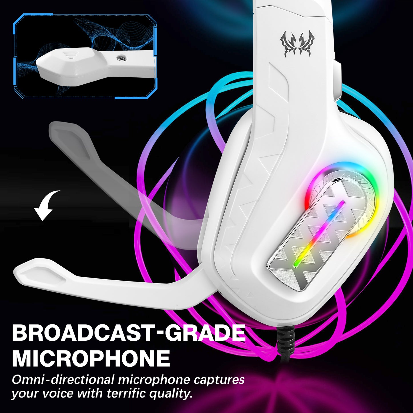 UVQYC Stereo Gaming Headset Wired for PC PS4 PS5 Xbox, Over Ear Headphones
