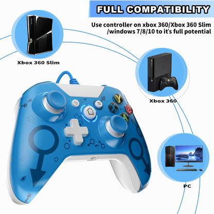 Wired Xbox 360 Controller Gamepad Joystick Compatible with Xbox 360/360 Slim /PC/ Windows 8 10 11