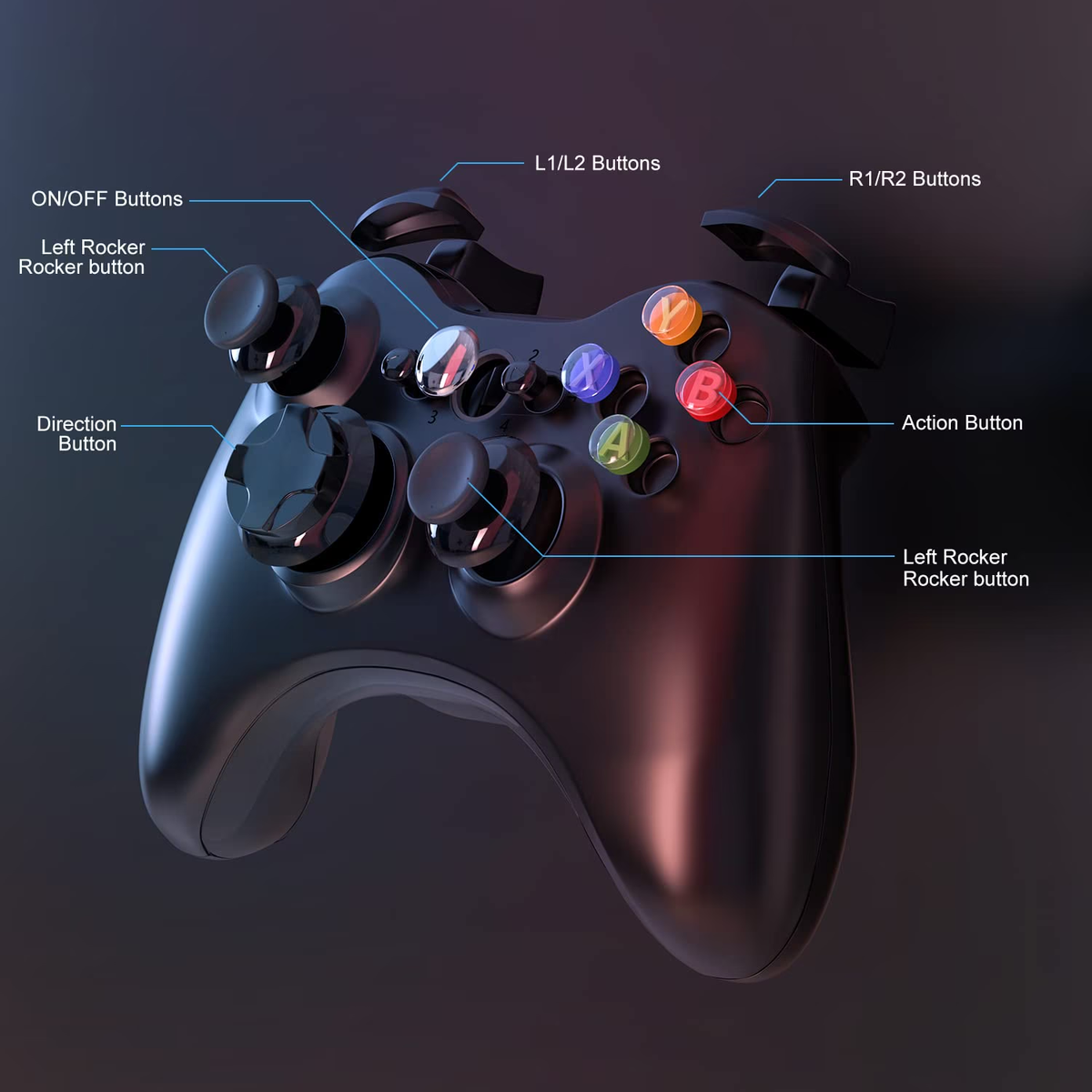 ERFKJE  Wireless Controller for X-box 360/360 Slim,2.4Ghz Gamepad Joystick Controller Remote for PC Windows 7/8/10/11 with Receiver Adapter,Black