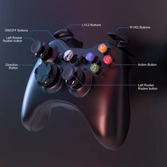 ERFKJE  Wireless Controller for X-box 360/360 Slim,2.4Ghz Gamepad Joystick Controller Remote for PC Windows 7/8/10/11 with Receiver Adapter,Black