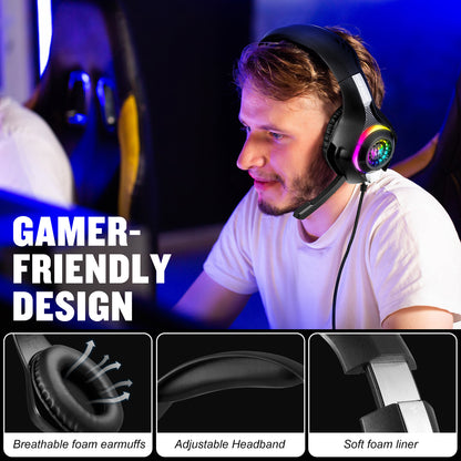 RCY Gaming Headset 3.5MM Wired for PS4 PS5, GS410 Black