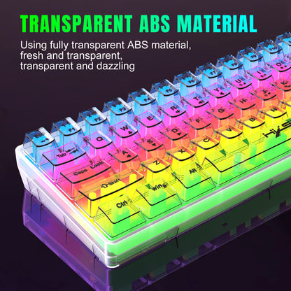 UHM 60% Wired Gaming Keyboard, Fully Transparent