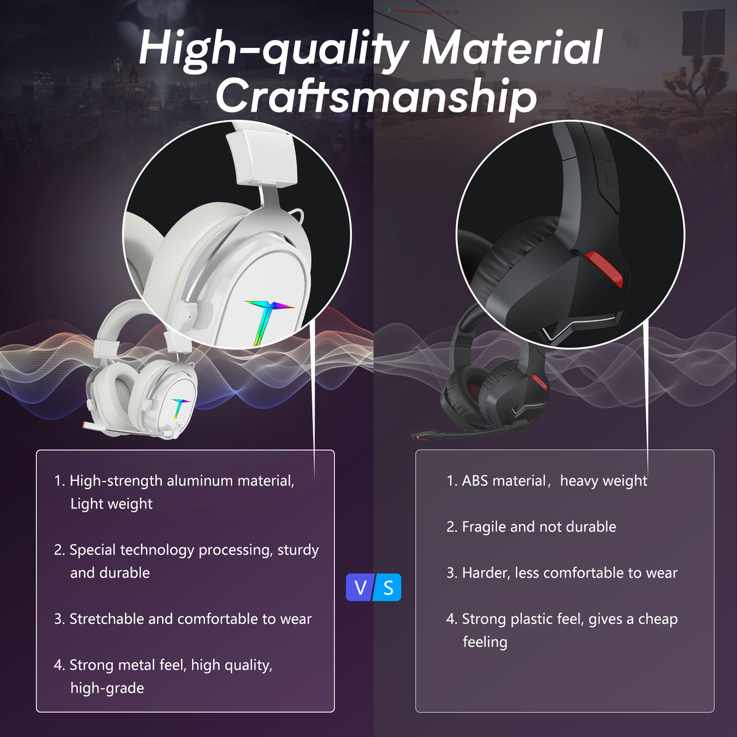 UHM G1000 Wireless Gaming Headset-White