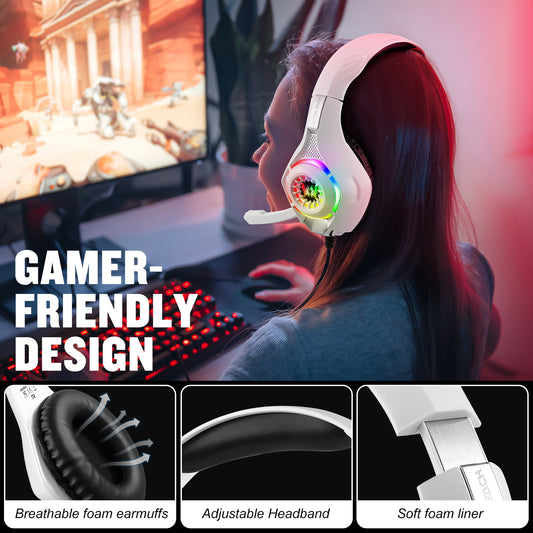 RCY Wired Gaming Headsets for PS4 PS5，GS410 White