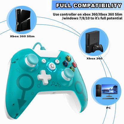 Wired Controllers for Xbox 360 Video Game Wire Controller Gamepad Joystick for Xbox 360/Xbox 360 Slim/PC Windows 8/10/11