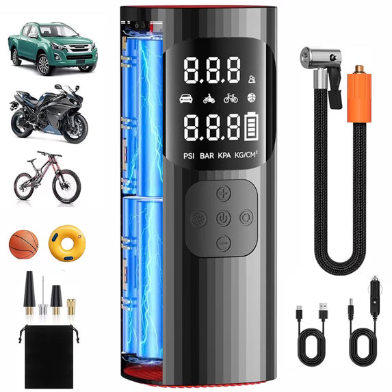 UHM Cordless Tire Inflator Portable Air Compressor,150 PSI Air Pump for Car Tires with Digital Tire Pressure Gauge