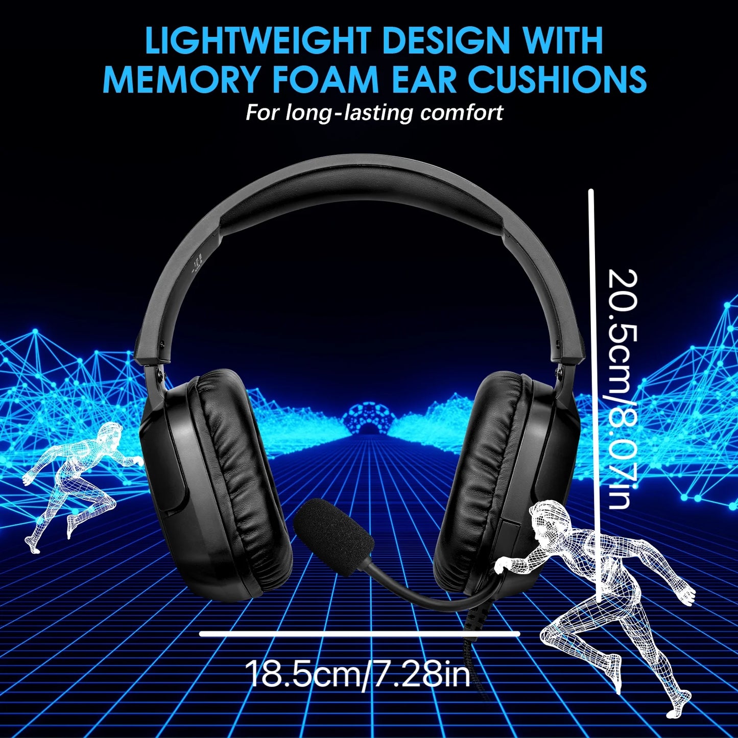UHM Gaming Headset Wired for PS5 PS4 Xbox One Controller,Over Ear Headphones with Bass Stereo Sound,Noise Cancelling Microphone,RGB Lights for PC Phone Gamers
