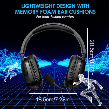 UHM Gaming Headset Wired for PS5 PS4 Xbox One Controller,Over Ear Headphones with Bass Stereo Sound,Noise Cancelling Microphone,RGB Lights for PC Phone Gamers