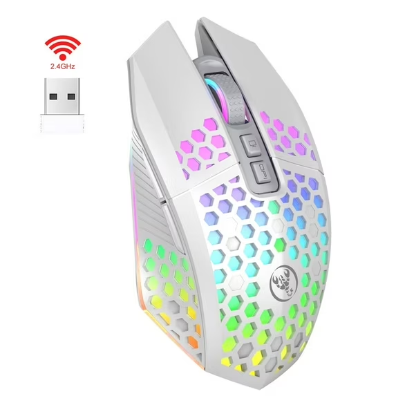 UHM     Wireless Gaming Mouse,RGB Mouse with 7 Programmable Buttons Ergonomic for PC Laptop,Compatible with Windows Mac,White