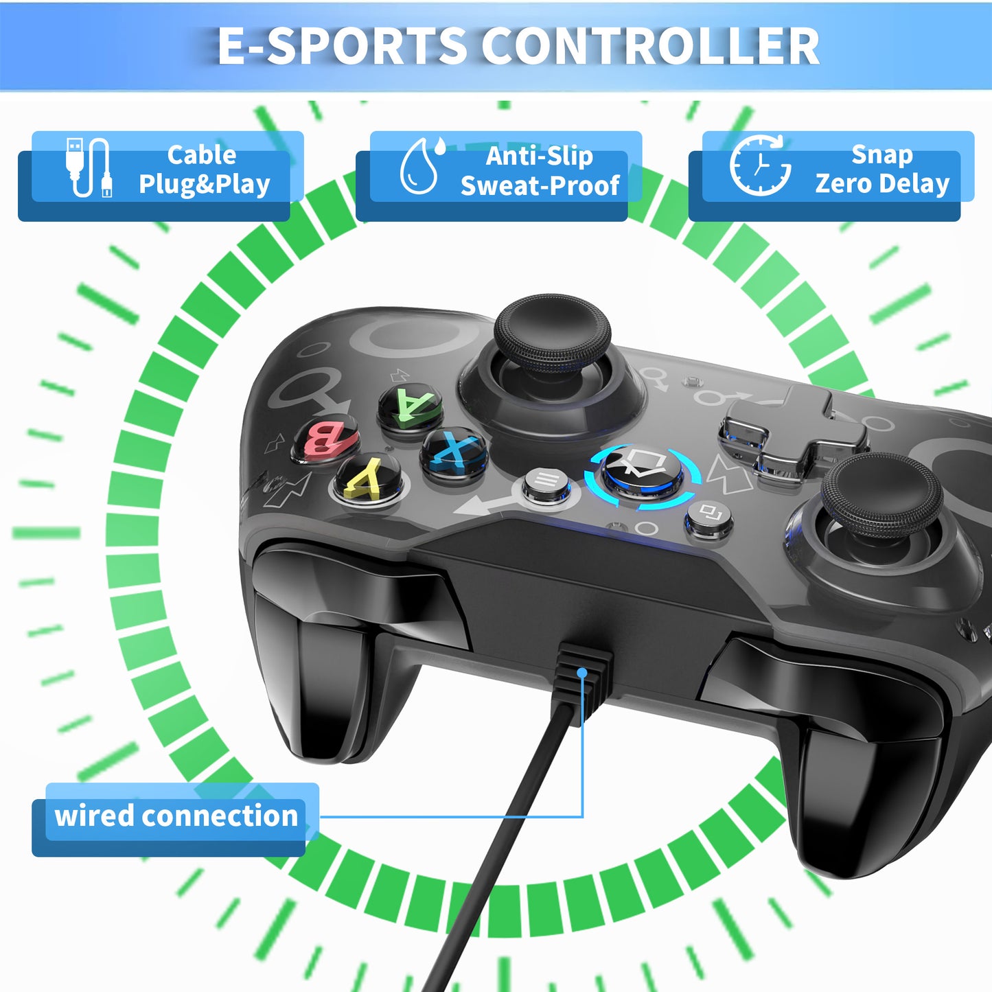 Hugbmetry X360 Wired Controller for Xbox 360/ 360 Slim/ PC Windows 8/10/11 Gamepad