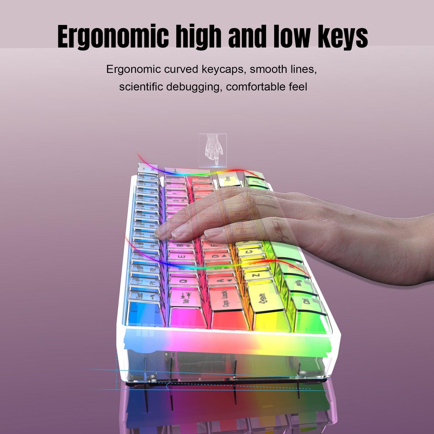 UHM 60% Wired Gaming Keyboard, Fully Transparent
