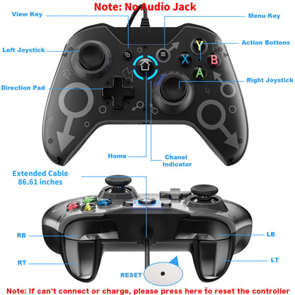 Hugbmetry X360 Wired Controller for Xbox 360/ 360 Slim/ PC Windows 8/10/11 Gamepad