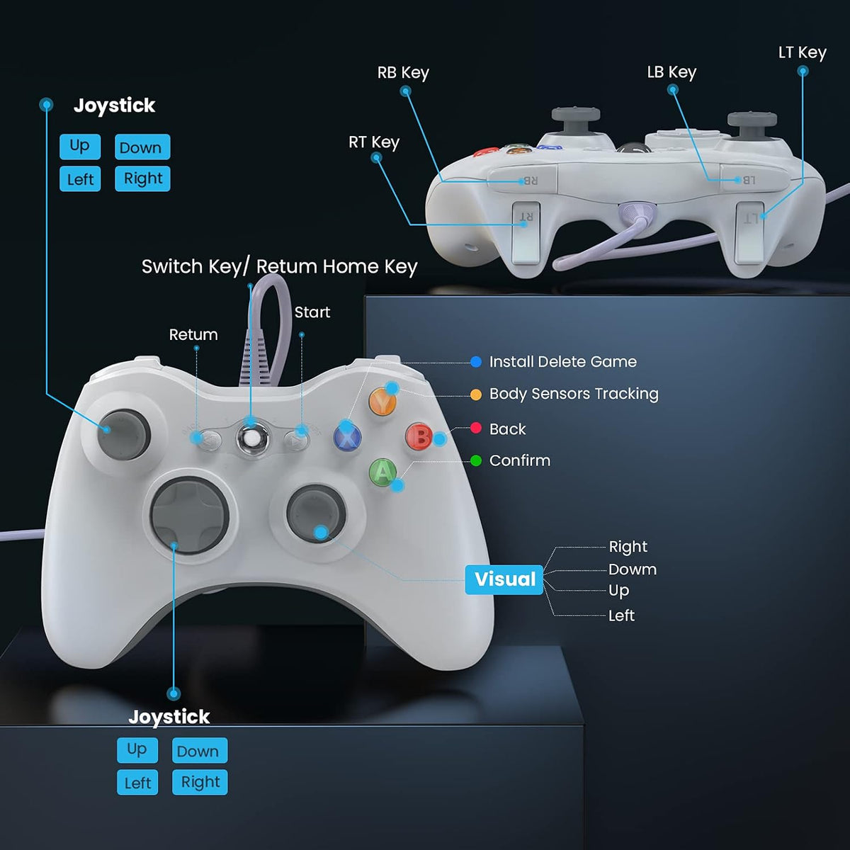 ERFKJE X-360 Controller Wireless for X-box 360/360 Slim/ PC Windows 7/8/10/11,White