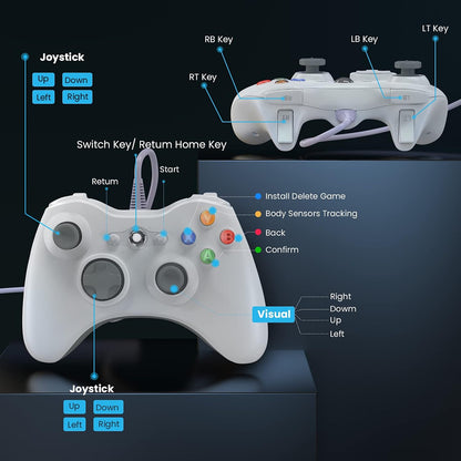 ERFKJE X-360 Controller Wireless for X-box 360/360 Slim/ PC Windows 7/8/10/11,White