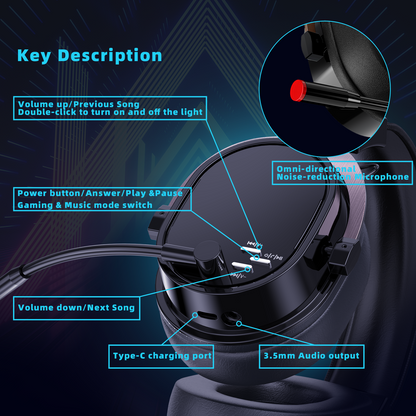 UHM G1000 Wireless Gaming Headset-Black