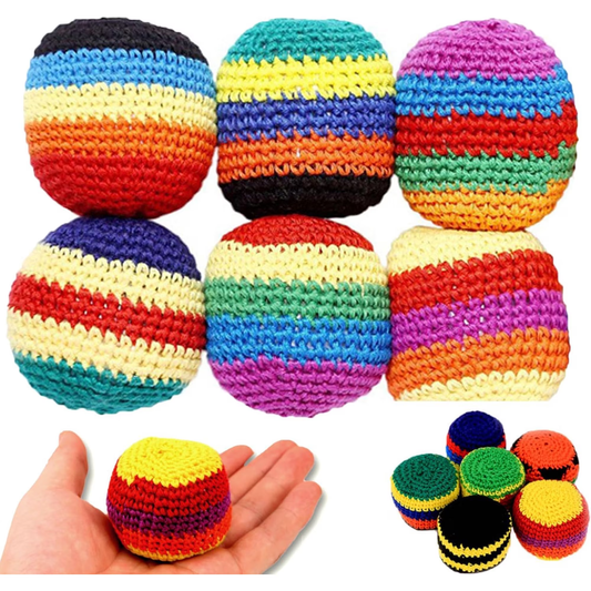 Knitted Footbag for Adult Handmade 2026 Upgraded Assorted Foot Bag Crochet Foot Bags Juggling Balls for Beginners Multicolored Geometric Pattern 6PCS