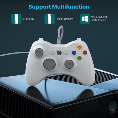 ERFKJE X-360 Controller Wired for X-box 360/360 Slim/ PC Windows 7/8/10/11,White
