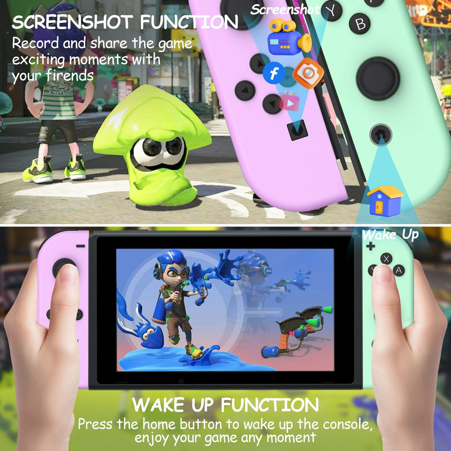 RCY Joy Con Controller for Nintendo Switch,Switch Joypad Controller, Purple Green