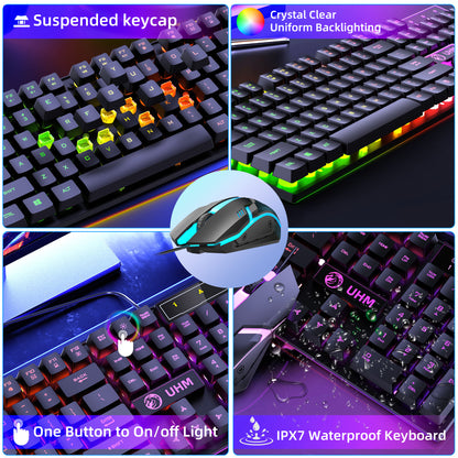 UHM Wired Gaming Keyboard & Mouse Combo UK100