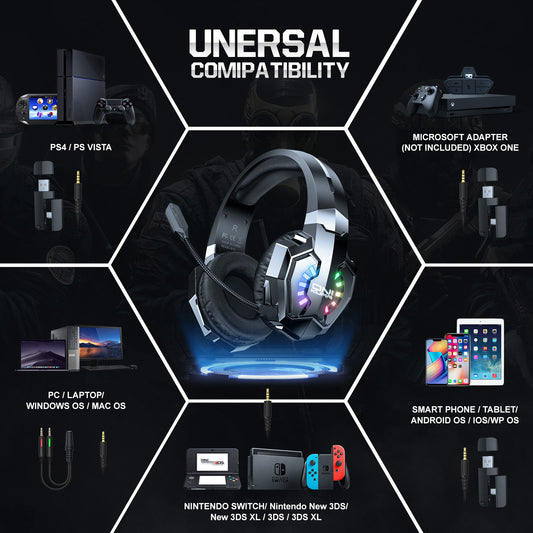 RCY Gaming Headsets Tri Mode Wireless for PS5 PS4 PC Laptop