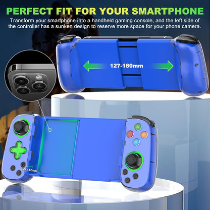 RCY Phone Game Controller for iPhone/Android/PC/Switch,D7 Blue