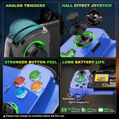 RCY Phone Game Controller for iPhone/Android/PC/Switch,D7 Blue