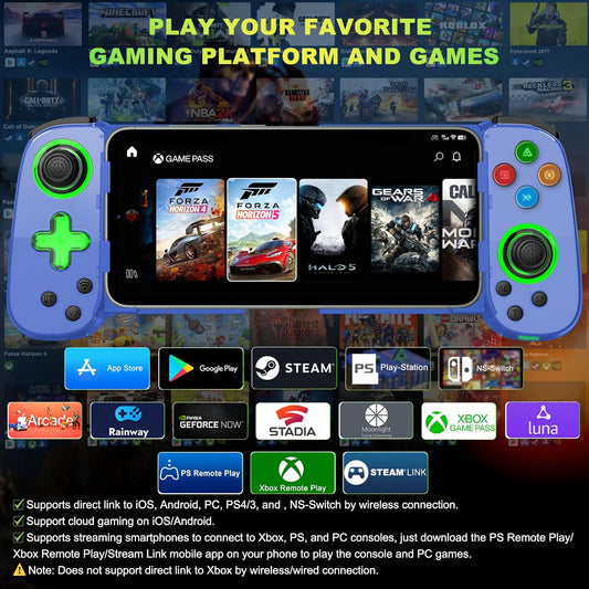 RCY Phone Game Controller for iPhone/Android/PC/Switch,D7 Blue
