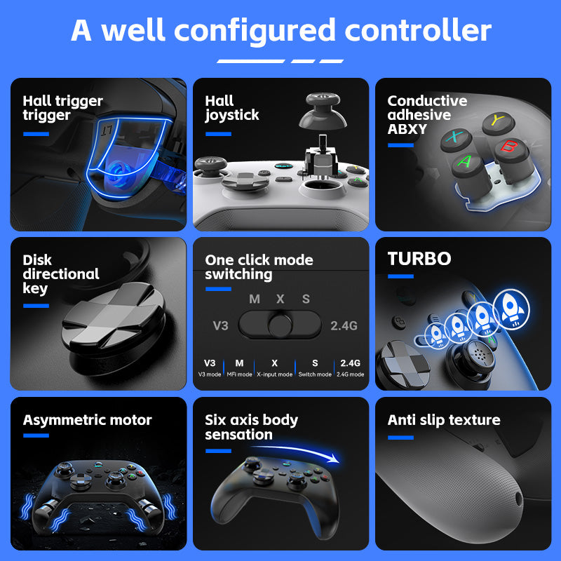 UHM Wireless Controller for PC and Mobile Android,Gray