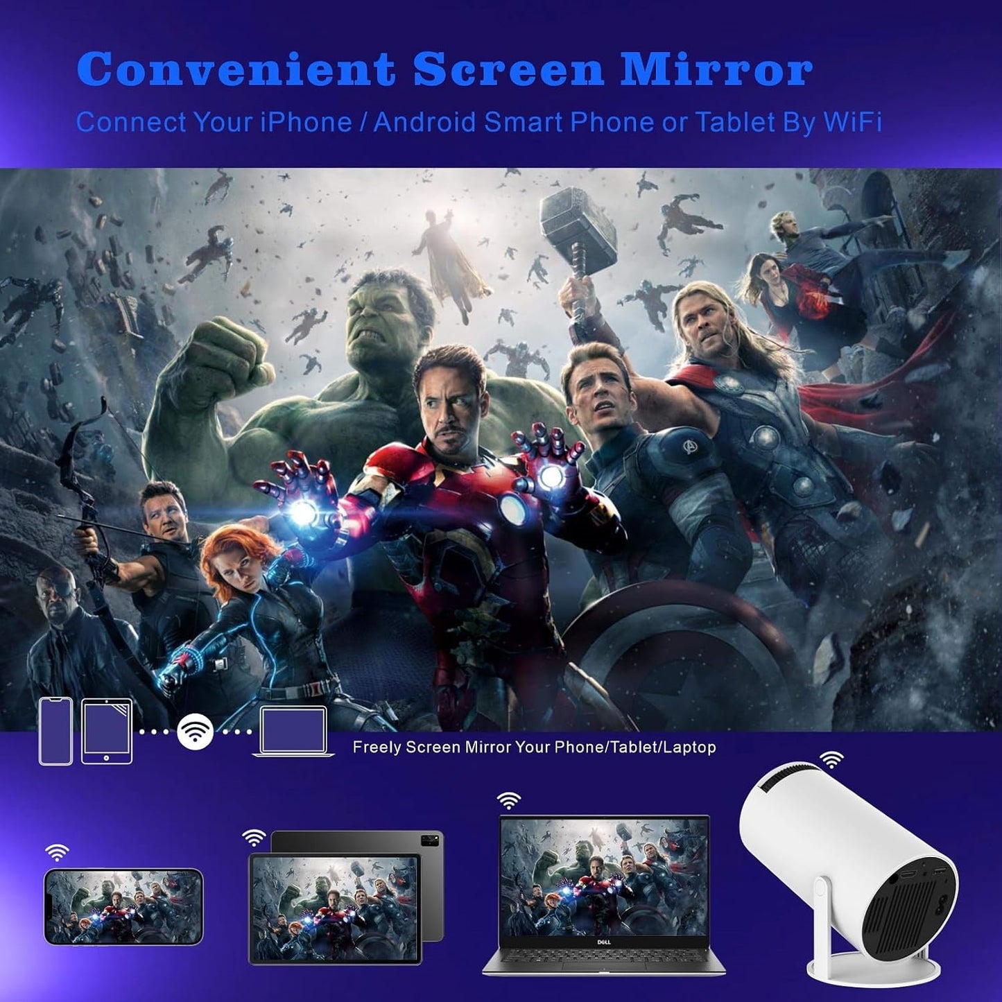 RCY Mini Game Video Projector 4K 1080P Portable Projectors,HY300Max