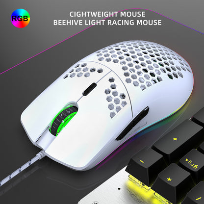 UHM T66 Mini Ultralight USB Wired Gaming Mouse, White, Wired Mouse