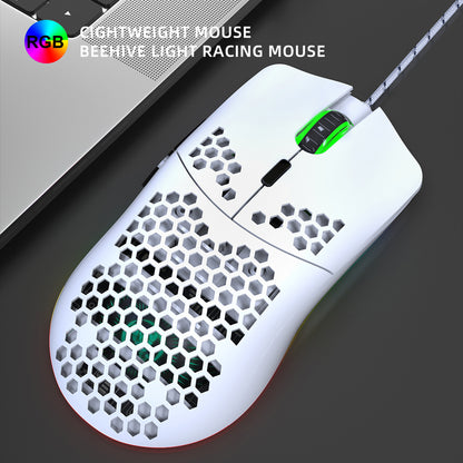 UHM T66 Mini Ultralight USB Wired Gaming Mouse, White, Wired Mouse