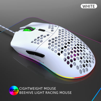 UHM T66 Mini Ultralight USB Wired Gaming Mouse, White, Wired Mouse