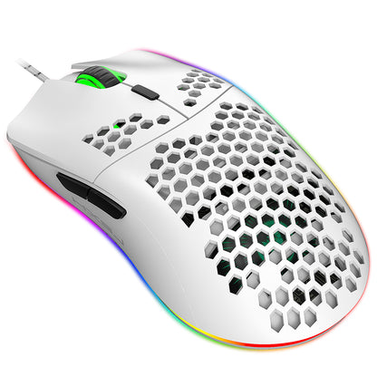UHM T66 Mini Ultralight USB Wired Gaming Mouse, White, Wired Mouse
