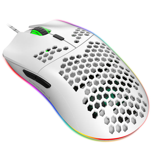 UHM T66 Mini Ultralight USB Wired Gaming Mouse, White, Wired Mouse