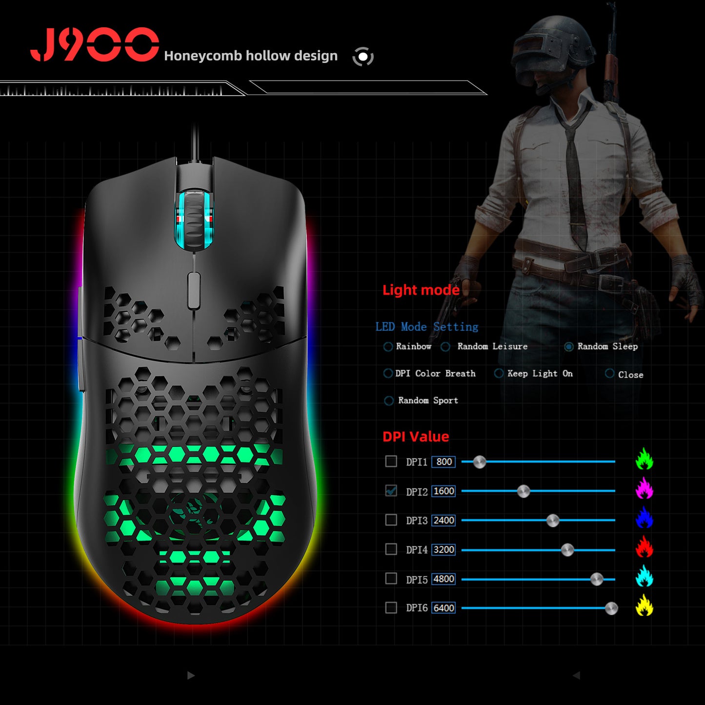 UHM T66 Mini Ultralight USB Wired Gaming Mouse,Black, USB Wired Mouse